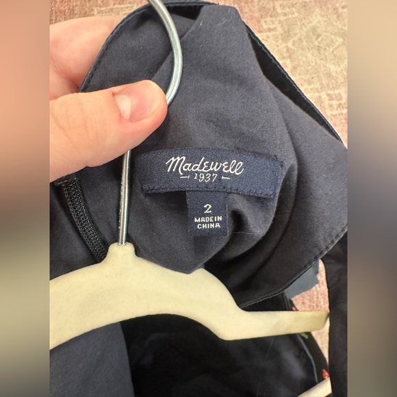 Madewell a line fit and flare v neck cut out midi dress size 2 navy - Picture 10 of 11